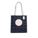 COACH Dempsey LOGO貼飾托特包 皮革手提單肩包 丹寧藍