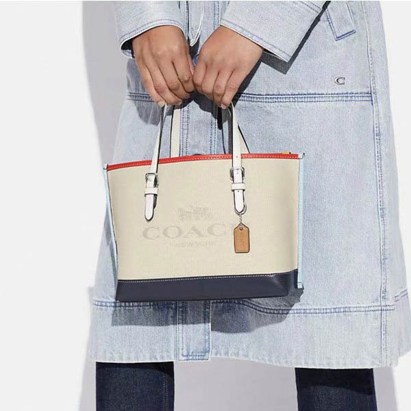 COACH 經典標誌帆布 Mollie 25 小號托特包 COACH 經典標誌帆布 Mollie 25 小號托特包