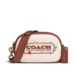 COACH BADGE 帆布刺繡貼飾橢圓相機包 單肩斜挎包