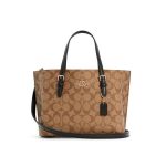 COACH Mollie 25號 經典老花托特包 手提單肩斜挎包 深棕色/卡其色