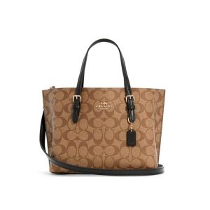 COACH Mollie 25號 經典老花托特包 手提單肩斜挎包 深棕色/卡其色