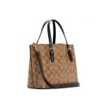 COACH Mollie 25號 經典老花托特包 手提單肩斜挎包 深棕色/卡其色