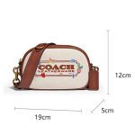 COACH BADGE 帆布刺繡貼飾橢圓相機包 單肩斜挎包