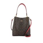 【4色】COACH Town 經典馬車LOGO防刮皮革水桶包 單肩斜挎包