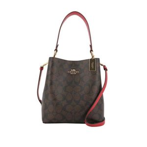 【4色】COACH Town 經典馬車LOGO防刮皮革水桶包 單肩斜挎包