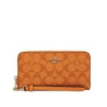 【多色可選】COACH 經典馬車LOGO防刮皮革拉鏈長夾 多卡位手腕包 手拿錢包
