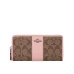 【3色可選】COACH 女士經典馬車LOGO拼色長款拉鏈錢包 手拿包
