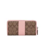 【3色可選】COACH 女士經典馬車LOGO拼色長款拉鏈錢包 手拿包