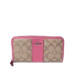 【3色可選】COACH 女士經典馬車LOGO拼色長款拉鏈錢包 手拿包