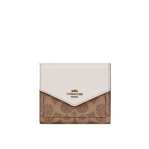 【3色】COACH 蔻馳 馬車LOGO防刮皮革三折信封短夾 短款錢包