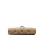 COACH 經典馬車C LOGO緹花防刮皮革中夾 扣式拉鏈錢包