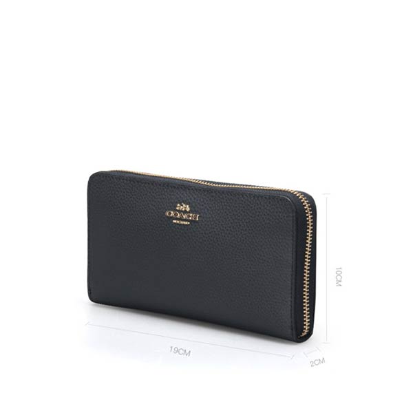 COACH 經典馬車LOGO 素面荔枝紋拉鏈長夾 COACH 經典馬車LOGO 素面荔枝紋拉鏈長夾
