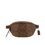 COACH 經典老花 LOGO PVC 防刮皮革單肩斜挎胸包 腰包 男女款同款 深棕色/棕色