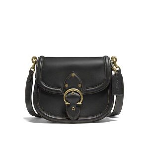COACH Beat Saddle系列 復古翻蓋馬鞍包 單肩斜挎包 中號 黑色