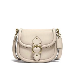 COACH Beat Saddle系列 復古翻蓋馬鞍包 單肩斜挎包 中號  象牙白
