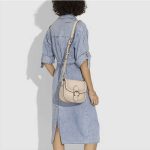 COACH Beat Saddle系列 復古翻蓋馬鞍包 單肩斜挎包 中號  象牙白