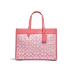 COACH Field Tote 30 經典緹花托特包 手提單肩包 象牙白/粉色