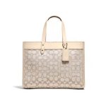 COACH Field Tote 30 經典緹花托特包 手提單肩包 象牙白/粉色