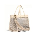 COACH Field Tote 30 經典緹花托特包 手提單肩包 象牙白/粉色
