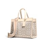COACH Field Tote 30 經典緹花托特包 手提單肩包 象牙白/粉色