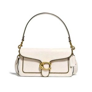 新款 COACH 珠鏈 Tabby 26 中號單肩包 時尚腋下包 白色