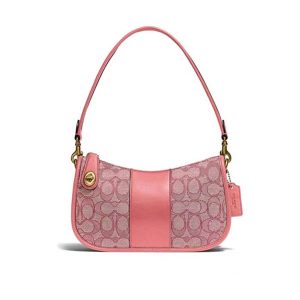 Coach Swinger 經典緹花雙C Logo手提肩背包 腋下麻將包 粉紅色