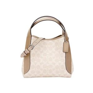 COACH Hadley Hobo 21小號 經典LOGO 女士手提包 單肩斜挎包 菜籃子 灰褐色