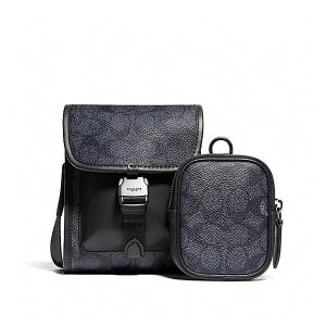 COACH CHARTER 斜挎包 附經典 SIGNATURE 塗層帆布多用途手包