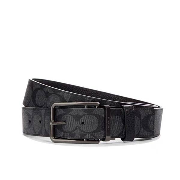 COACH 經典C Logo 雙面兩用皮帶 腰帶 男款 黑灰色 寬3.8CM COACH 經典C Logo 雙面兩用皮帶 腰帶 男款 黑灰色 寬3.8CM