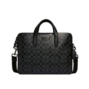COACH 經典標誌帆布 PENN 男士公事包 電腦包 手提斜挎包 黑色