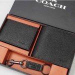 COACH 蔻馳 荔枝紋皮革三合一短款錢夾 錢包 礼盒套装 黑色