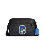 COACH Peanuts 史努比聯名款相機包 單肩斜挎包 男款 黑灰色