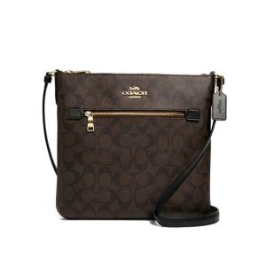 【3色】COACH ROWAN FILE 立體馬車緹花LOGO防刮皮革單肩斜挎包 男女同款