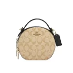 【2色】COACH Canteen 經典雙拉鏈圓餅包 手提單肩斜挎包
