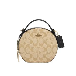 【2色】COACH Canteen 經典雙拉鏈圓餅包 手提單肩斜挎包