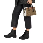 【4色】COACH Darcie 經典緹花LOGO防刮皮革手提斜背包