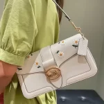 COACH Georgie 小雛菊花朵刺繡酒神腋下包 單肩斜挎手提包 中號 女款 白色
