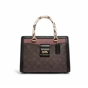 【2色】COACH Grace 拼色經典標誌性帆布手提包 單肩斜挎包