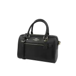 【黑/紅】COACH Rowa 經典防刮皮革手提斜挎包 波士頓枕頭包