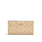 【老花3色】COACH 經典老花LOGO多卡位扣式拉鍊中夾 手拿錢包