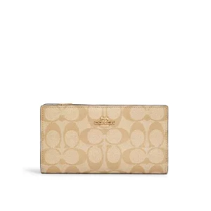 【老花3色】COACH 經典老花LOGO多卡位扣式拉鍊中夾 手拿錢包