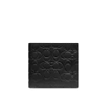 COACH 經典 SIGNATURE 皮革三合一對折短夾 皮夾 男款 黑色