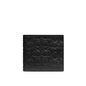 COACH 經典 SIGNATURE 皮革三合一對折短夾 皮夾 男款 黑色