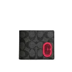 COACH 經典流線文字LOGO印花短夾 三合一錢包 附活動夾