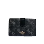 【2色】COACH 經典馬車LOGO防刮皮革按壓扣式中夾
