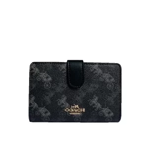 【2色】COACH 經典馬車LOGO防刮皮革按壓扣式中夾