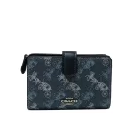 【2色】COACH 經典馬車LOGO防刮皮革按壓扣式中夾