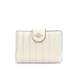 【2色】COACH 金字馬車LOGO 絎縫納帕皮革壓扣式中夾