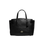 COACH Hanna Carryall 經典皮革手提包 單肩斜挎包 女款 黑色