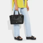 COACH Hanna Carryall 經典皮革手提包 單肩斜挎包 女款 黑色